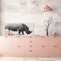 Large format horizontal backsplash - magnetic and non magnetic tempered glass: Digital rhino