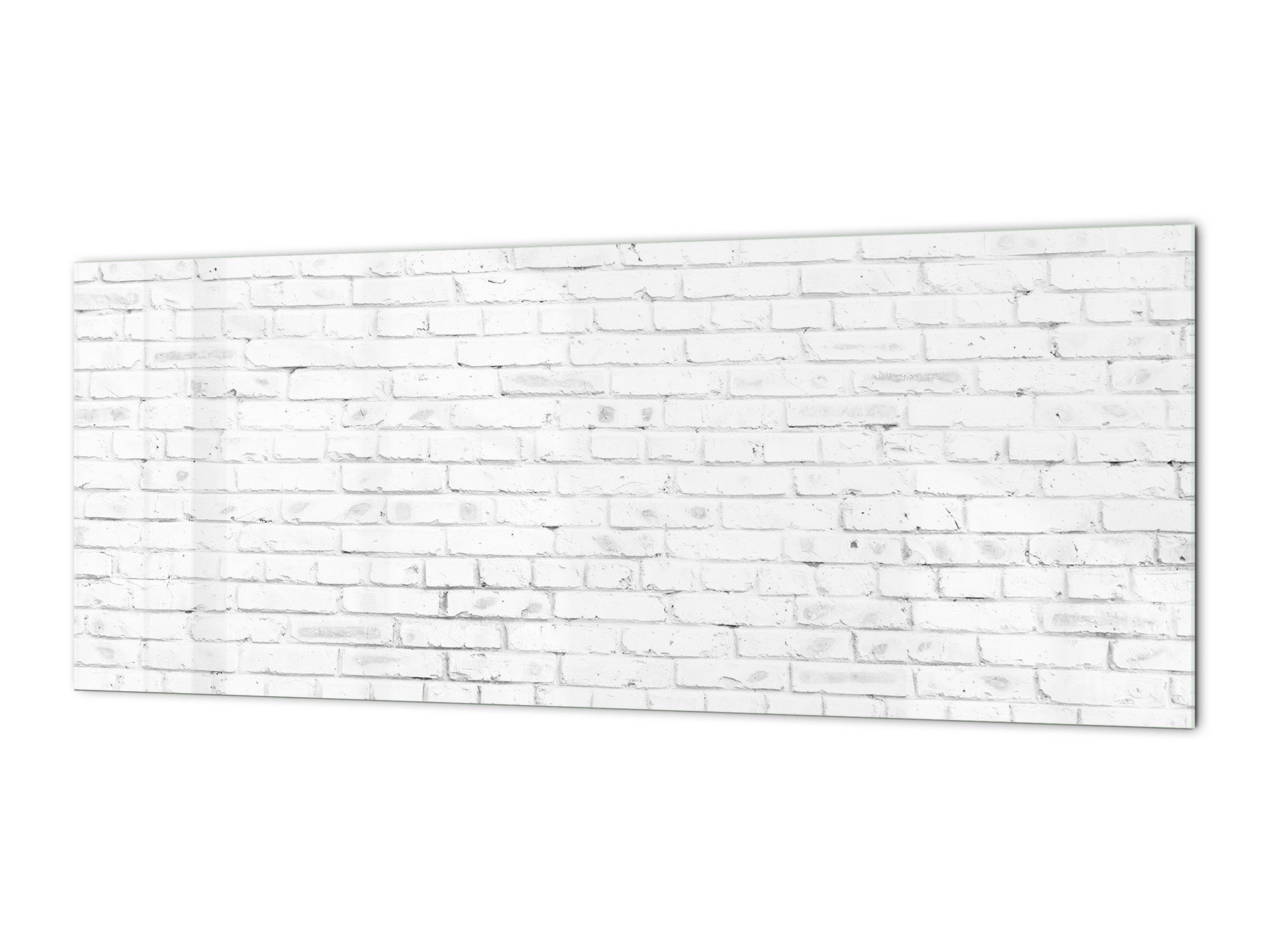 Large format horizontal backsplash - magnetic and non magnetic tempered glass: White bricks