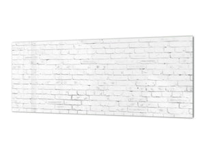 Large format horizontal backsplash - magnetic and non magnetic tempered glass: White bricks