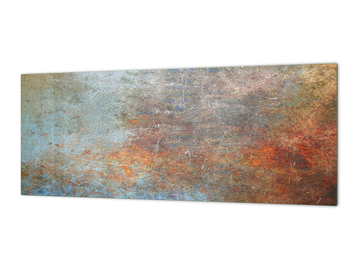 Large format horizontal backsplash - magnetic and non magnetic tempered glass: Rusted texture