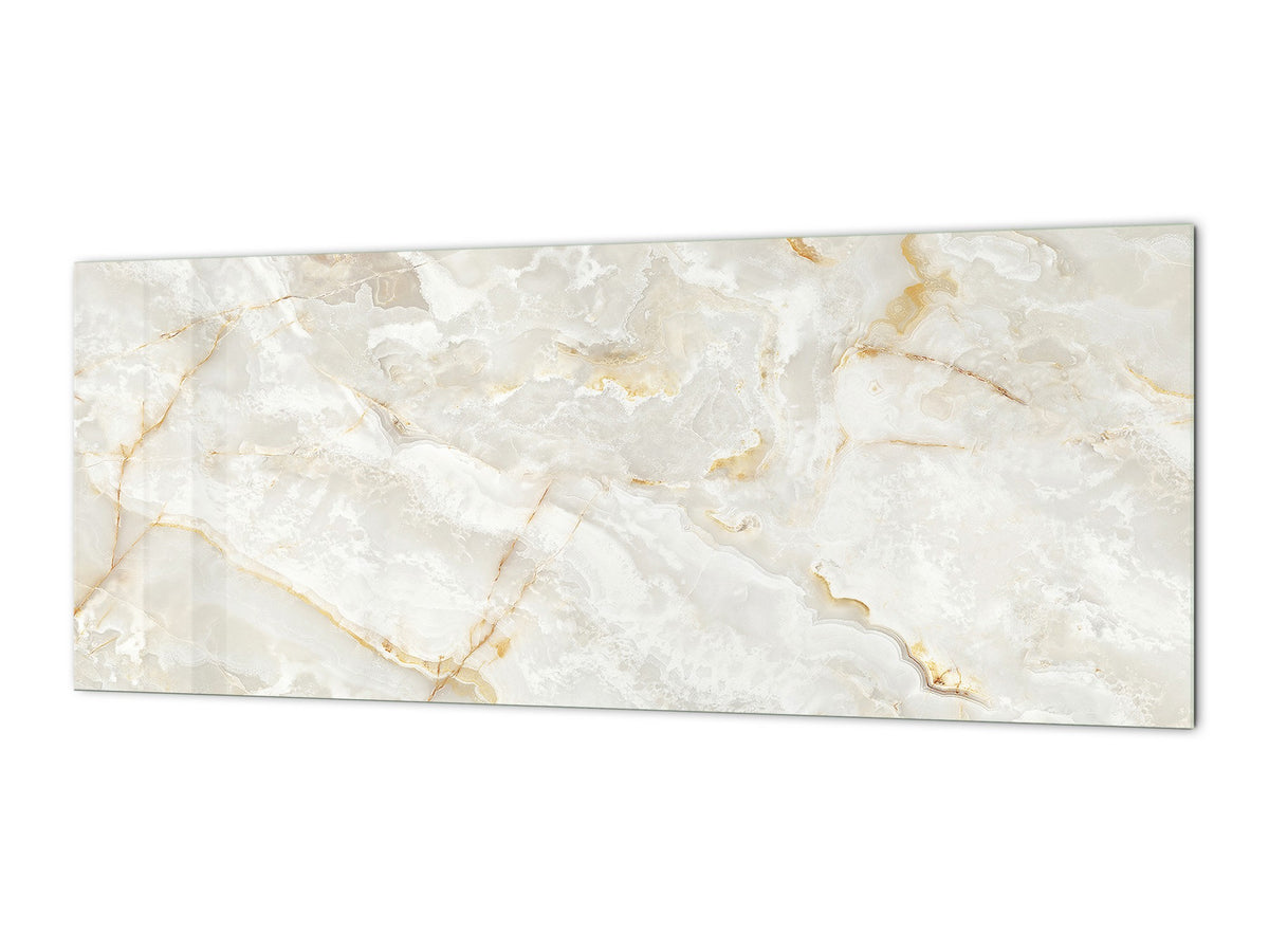 Large format horizontal backsplash - magnetic and non magnetic tempered glass: Marble surface