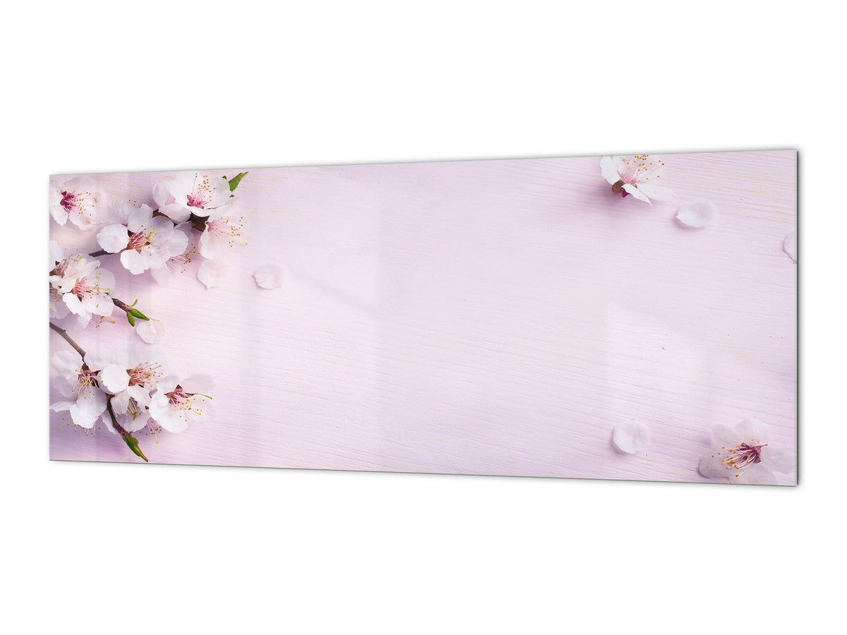 Large format horizontal backsplash - magnetic and non magnetic tempered glass: Fresh rose flowers