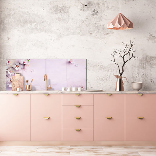 Large format horizontal backsplash - magnetic and non magnetic tempered glass: Fresh rose flowers