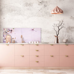 Large format horizontal backsplash - magnetic and non magnetic tempered glass: Fresh rose flowers