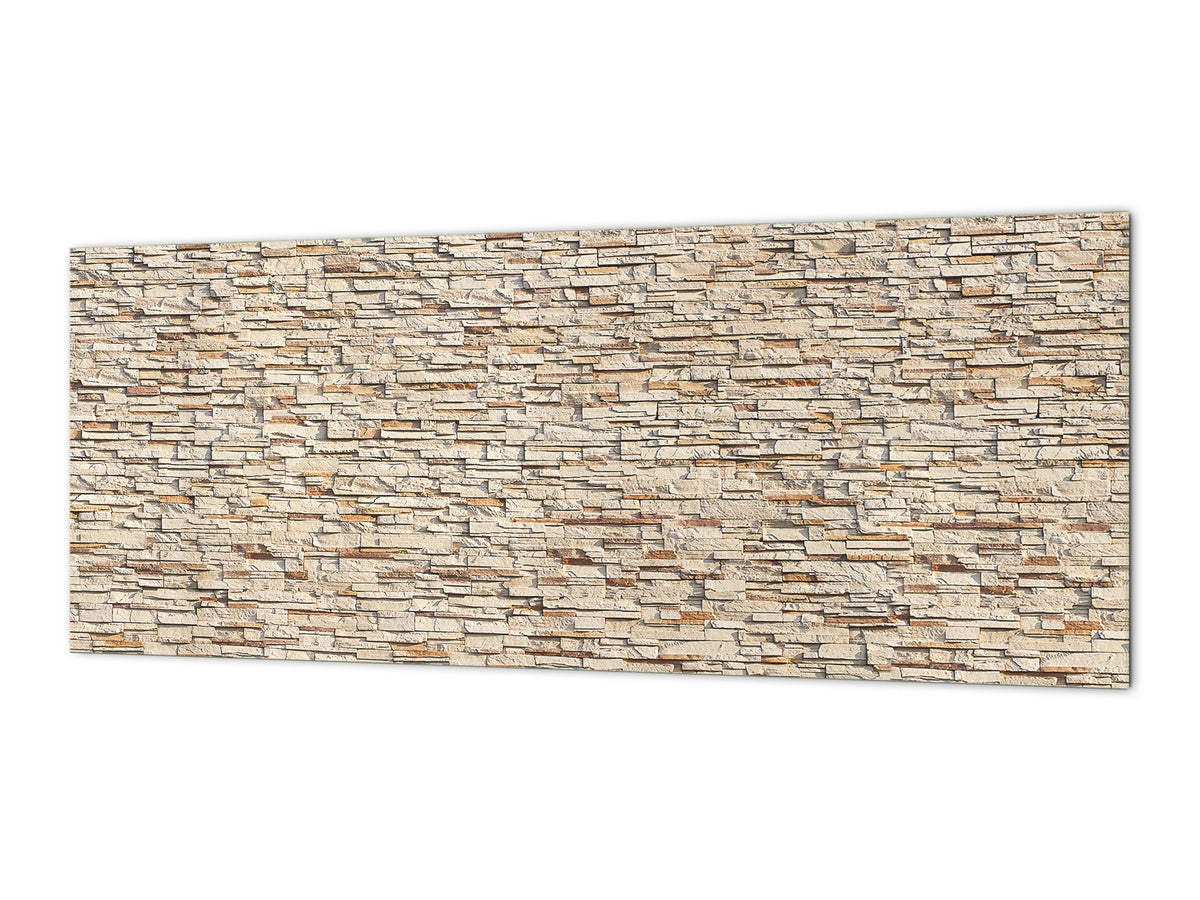 Glass splashback with metal backing in wide format - Kitchen tempered glass panel: Brick wall 3