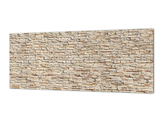 Glass splashback with metal backing in wide format - Kitchen tempered glass panel: Brick wall 3