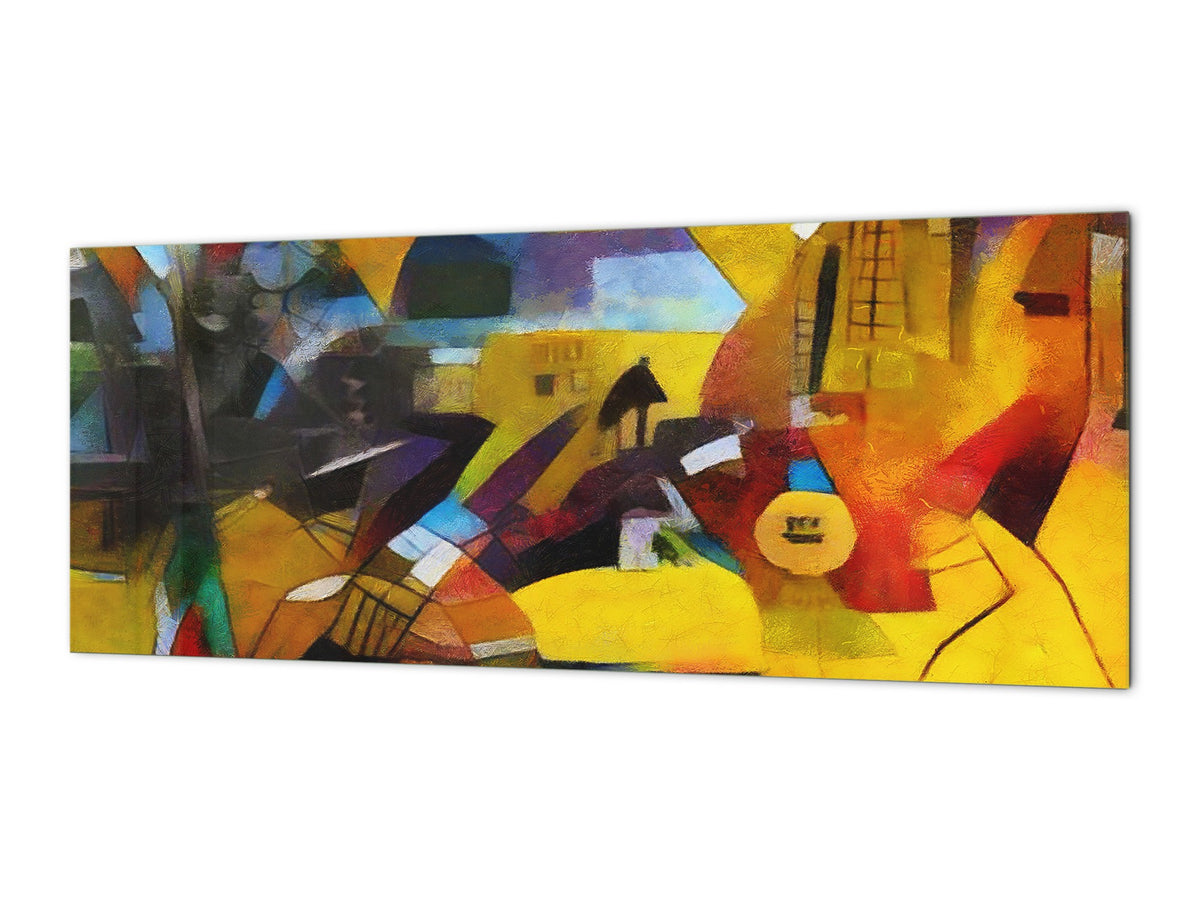Glass splashback with metal backing in wide format - Kitchen tempered glass panel: Picasso applied to  Kandinsky style 2