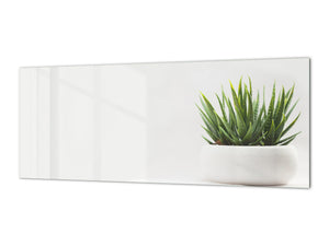 Glass splashback with metal backing in wide format - Kitchen tempered glass panel: Flower with vase