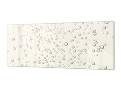 Glass splashback with metal backing in wide format - Kitchen tempered glass panel: Gas bubbles