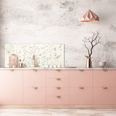 Glass splashback with metal backing in wide format - Kitchen tempered glass panel: Gas bubbles
