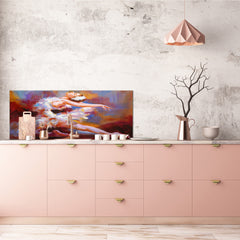 Stunning glass wall art - Wide format  backsplash with w/ & w/o stainless steel back: Oil Painting - Ballet
