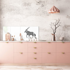 Stunning glass wall art - Wide format  backsplash with w/ & w/o stainless steel back: Black and white African life