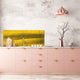 Wide-format tempered glass kitchen wall panel with metal backing - and without: Wavy fields in spring