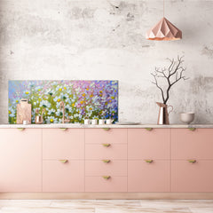 Wide format Wall panel with magnetic and non-magnetic metal sheet backing: Fresh flowers oil on canvas