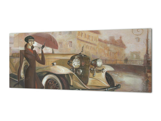 Wide format Wall panel with magnetic and non-magnetic metal sheet backing: Girl under the umbrella by R. Nagon