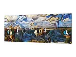 Wide format Wall panel with magnetic and non-magnetic metal sheet backing: The yacht at regatta - style of Edward Munch