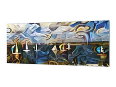 Wide format Wall panel with magnetic and non-magnetic metal sheet backing: The yacht at regatta - style of Edward Munch
