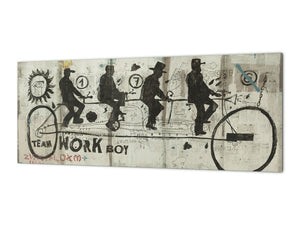 Wide format Wall panel with magnetic and non-magnetic metal sheet backing: Sports bike in graffiti style