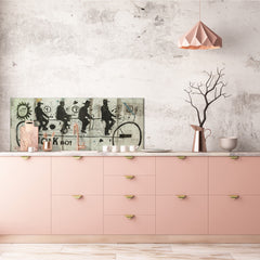 Wide format Wall panel with magnetic and non-magnetic metal sheet backing: Sports bike in graffiti style