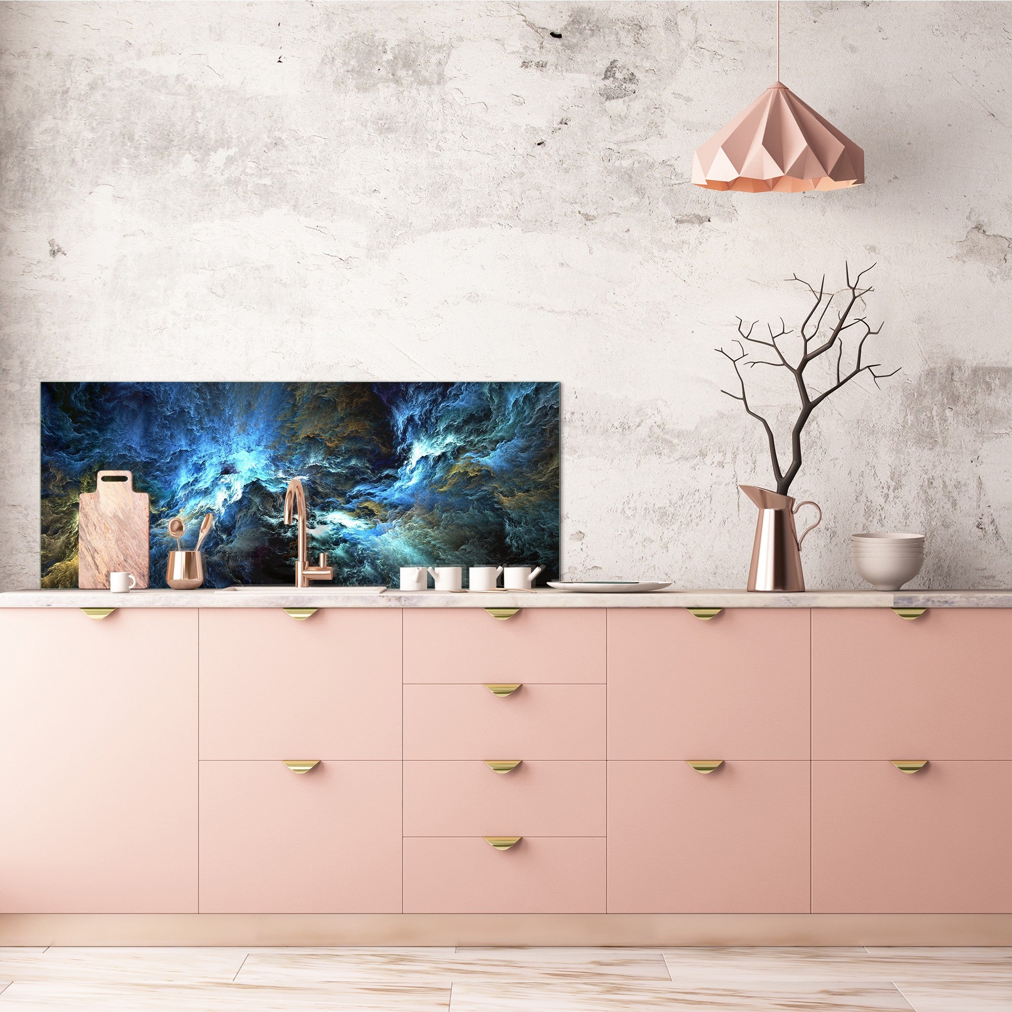 Toughened printed glass backsplash - Wide format steel coated wall glass backsplash: Fancy colors painting