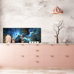 Toughened printed glass backsplash - Wide format steel coated wall glass backsplash: Fancy colors painting