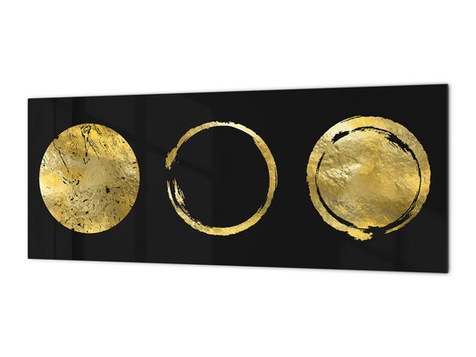 Toughened printed glass backsplash - Wideformat steel coated wall glass splashback:  Golden vector frames 1