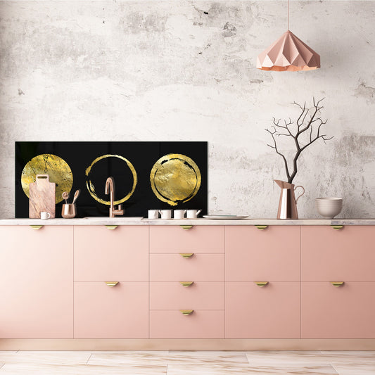 Toughened printed glass backsplash - Wideformat steel coated wall glass splashback:  Golden vector frames 1