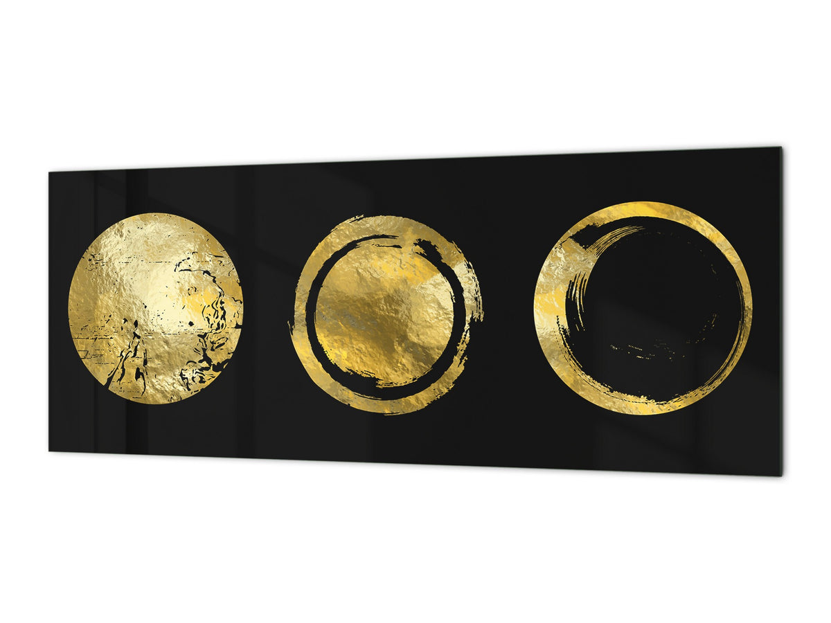 Toughened printed glass backsplash - Wideformat steel coated wall glass splashback:  Golden vector frames 2