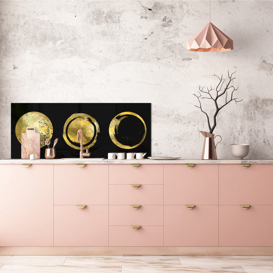 Toughened printed glass backsplash - Wideformat steel coated wall glass splashback:  Golden vector frames 2