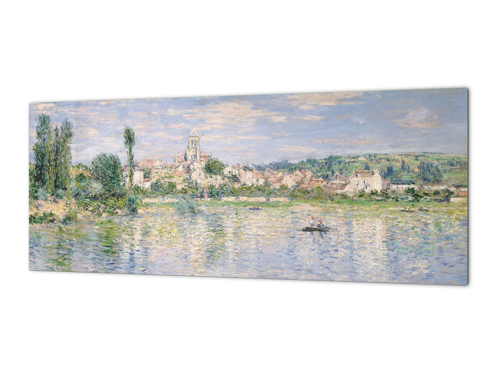 Spritzschutz aus gehärtetem, bedrucktem Glas – Breitformatige, stahlbeschichtete Glasrückwand: Vetheuil im Sommer von Claude Monet 
