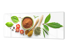 Toughened printed glass backsplash - Wideformat steel coated wall glass splashback:  Herbs and spices  aerial view