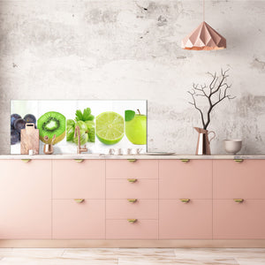 Tempered Glass magnetic and non magnetic splash-back in wide-format: Collage of mixed color fruits 1