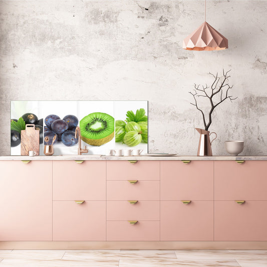 Tempered Glass magnetic and non magnetic splash-back in wide-format: Collage of mixed color fruits 2