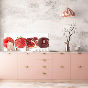 Tempered Glass magnetic and non magnetic splash-back in wide-format: Collage of mixed color fruits 4