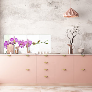 Tempered Glass magnetic and non magnetic splash-back in wide-format: Phalaenopsis dendrobium Orchid