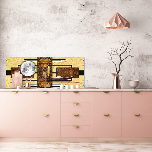 Tempered Glass magnetic and non magnetic splash-back in wide-format: African ethnic  vintage 2