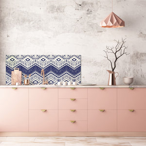 Tempered Glass magnetic and non magnetic splash-back in wide-format: Geometric folklore ornament