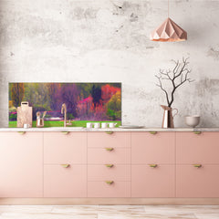 Tempered Glass magnetic and non magnetic splashback in wide-format: Landscape painting - farm house