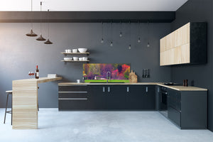 Tempered Glass magnetic and non magnetic splashback in wide-format: Landscape painting - farm house