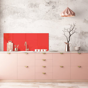Glass kitchen panel with and w/o stainless steel back-coating: Bright Red