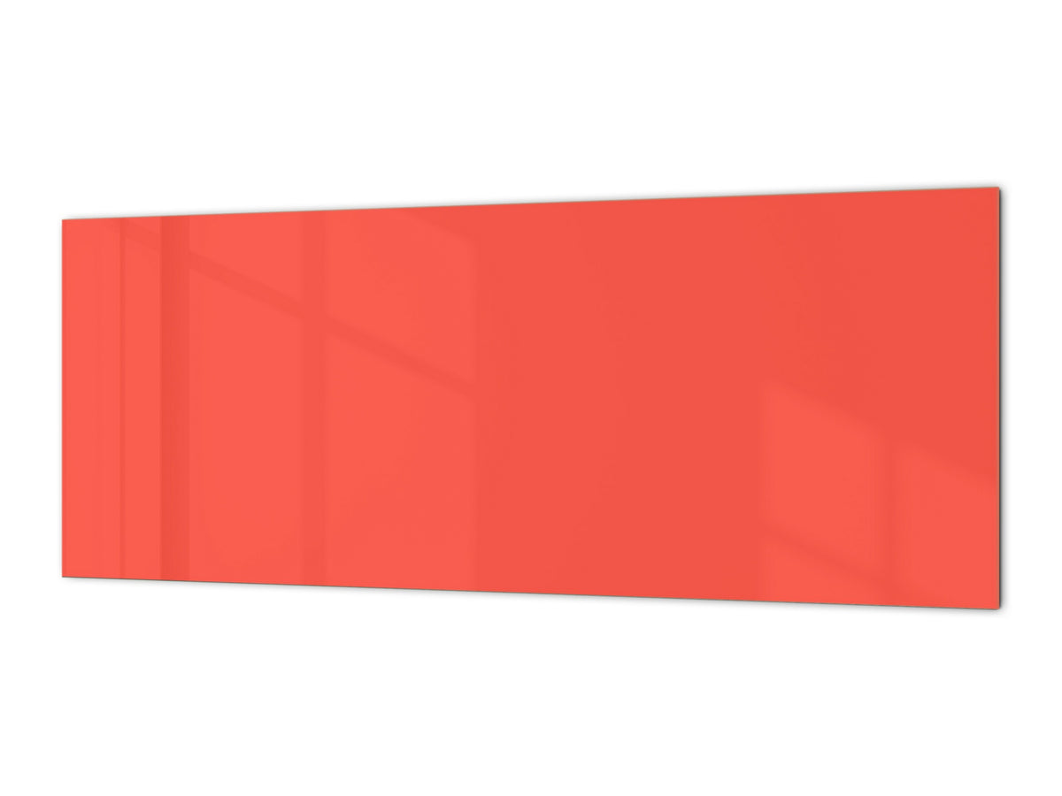 Glass kitchen panel with and w/o stainless steel back-coating: Orange Red