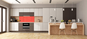 Glass kitchen panel with and w/o stainless steel back-coating: Orange Red