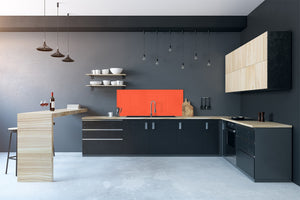 Glass kitchen panel with and w/o stainless steel back-coating: Orange