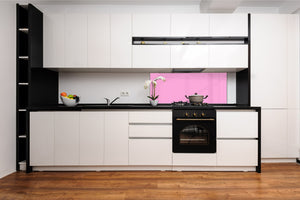 Glass kitchen panel with and w/o stainless steel back-coating: Mellow Pink