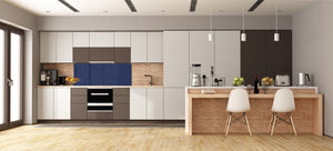 Glass kitchen panel with and w/o stainless steel back-coating: Steel Blue