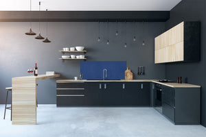 Glass kitchen panel with and w/o stainless steel back-coating: Navy Blue