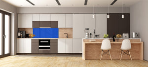 Glass kitchen panel with and w/o stainless steel back-coating: Egyptian Blue