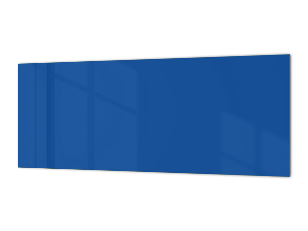 Glass kitchen panel with and w/o stainless steel back-coating: Blue