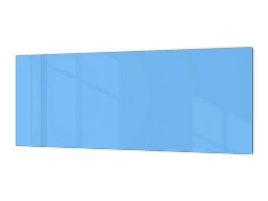 Glass backsplash w/ and w/o metal sheet backing with magnetic properties: Pastel Blue