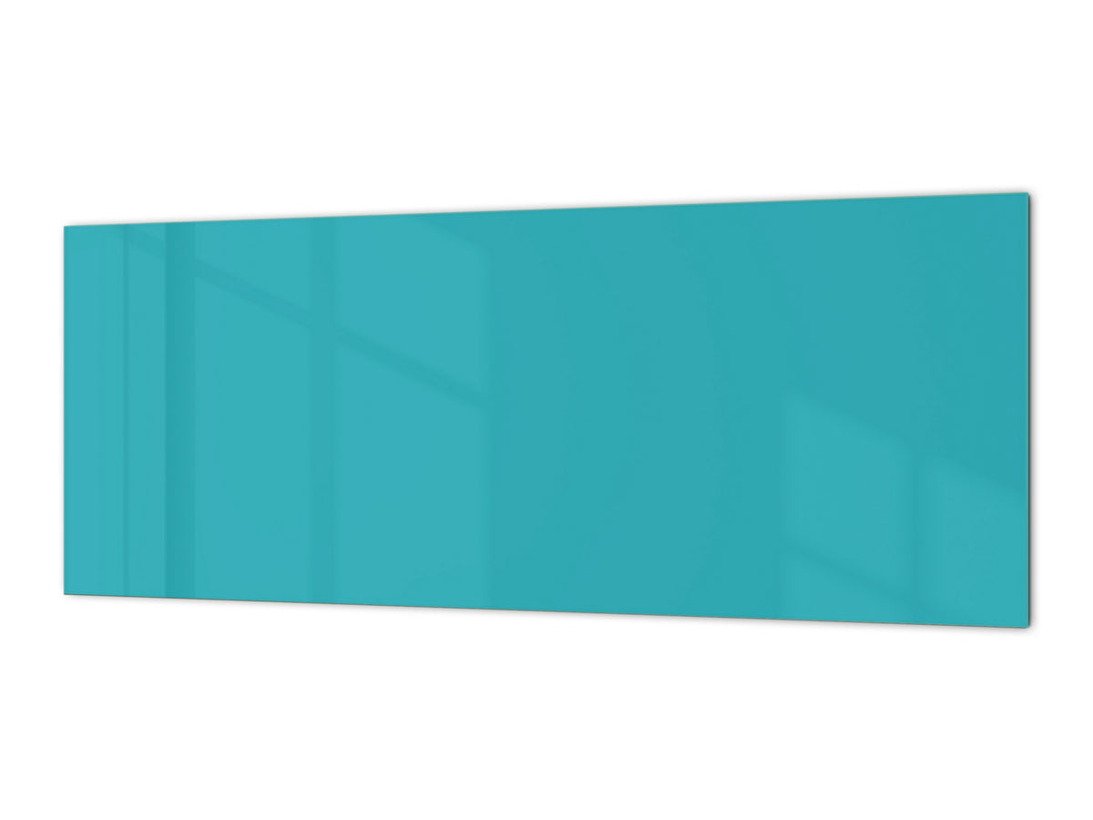 Glass backsplash w/ and w/o metal sheet backing with magnetic properties: Turquoise